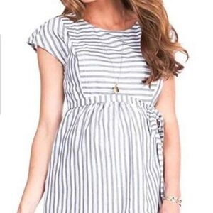 Seraphine Striped Nursing Blouse with Hidden Zippers